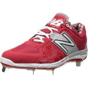 imageNew Balance Mens L3000V2 Metal Low Baseball CleatsRedSilver