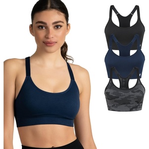 image:imageNew Balance 3 Pack Seamless Sports Bras for Women Cami Keyhole Breathability Gym Sports Bra Yoga Workout SetBlackNavyBlue