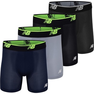 image:imageNew Balance Mens Mesh Jersey Performance Wicking No Fly Boxer Briefs Underwear 4 PackBlackstSteelPigmentrgBlackrg