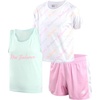 image:imageNew Balance Girls Shorts Set  3 Piece Athletic T Shirt Tank Top and Shorts for Girls Performance Summer Outfit for KidsSurf White Pink