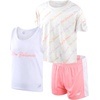 image:imageNew Balance Girls Shorts Set  3 Piece Athletic T Shirt Tank Top and Shorts for Girls Performance Summer Outfit for KidsWhiteOatGrapefruit
