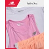 image:imageNew Balance Girls Shorts Set  3 Piece Soft Cotton Crewneck Athletic Shirts Tank Top and Mesh Short For Girls Outfit SetPinkGuava