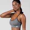 image:imageNew Balance Womens Sports Bras 3 Pack Seamless Cami Removable Pads Medium Impact Gym Sports Bra for Women Workout SetHeatherBlackBlack