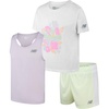 image:imageNew Balance Girls Shorts Set  3 Piece Soft Cotton Crewneck Athletic Shirts Tank Top and Mesh Short For Girls Outfit SetMelonWhite