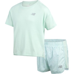image:imageNew Balance Girls Shorts Set  2 Piece Active Performance Cute Ribbed Shirt and Shorts for Girls Summer Outfit SetCosmic Jade