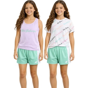 image:imageNew Balance Girls Shorts Set  3 Piece Athletic T Shirt Tank Top and Shorts for Girls Performance Summer Outfit for KidsTaroRaspberryMint