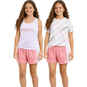image:imageNew Balance Girls Shorts Set  3 Piece Athletic T Shirt Tank Top and Shorts for Girls Performance Summer Outfit for KidsWhiteOatGrapefruit