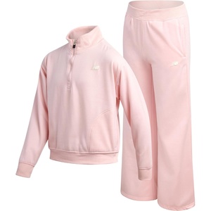 image:imageNew Balance Girls Sweatsuit Set  2 Piece Long Sleeve Woven Jacket and Cargo Jogger Sweatpants Girls Athletic Sets 716Rose Sugar