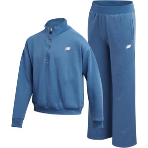 image:imageNew Balance Girls Sweatsuit Set  2 Piece Long Sleeve Woven Jacket and Cargo Jogger Sweatpants Girls Athletic Sets 716Shoreline Blue