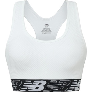 image:imageNew Balance Womens Seamless Wirefree Racerback Sports Bra with Removable Pads Bottom Band with Logo Munsell White X Large