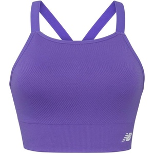 image:imageNew Balance Womens Seamless Wirefree Strappy Longline HighNeck Sports Bra with Removable Pads Cyber Lilac X Large