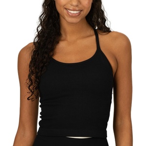 image:imageNew Balance Womens Yoga Back Crop Top with Builtin Sports Bra Cami Top for Running Workouts Activewear for WomenBlack