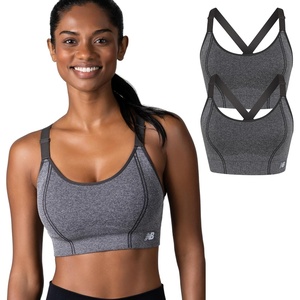 image:imageNew Balance 2 Pack Sports Bras for Women Seamless Wirefree Womens Sports Bra with Removable Pads Athletic Wear for WorkoutBlack CementBlack Cement