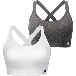 image:imageNew Balance 2 Pack Sports Bras for Women Seamless Wirefree Womens Sports Bra with Removable Pads Athletic Wear for WorkoutWhiteGray