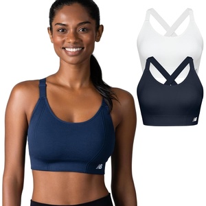 image:imageNew Balance 2 Pack Sports Bras for Women Seamless Wirefree Womens Sports Bra with Removable Pads Athletic Wear for WorkoutWhiteNavy