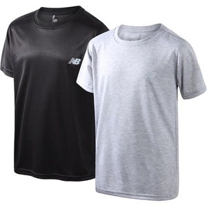 image:imageNew Balance Boys Athletic Shirts  2 Pack Lightweight Performance Activewear Short Sleeve T Shirts for BoysHeather GreyBlack
