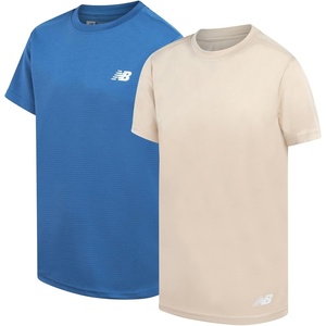 image:imageNew Balance Boys Athletic Shirts  2 Pack Lightweight Performance Activewear Short Sleeve T Shirts for BoysSea Stone Timberwolf Tan
