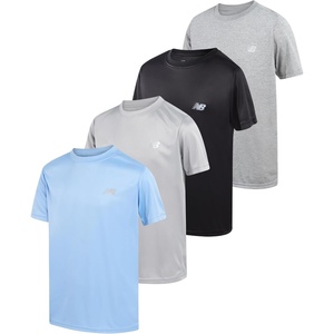 image:imageNew Balance Boys Athletic Shirts  4 Pack Active Performance Boys Tshirts Crewneck Short Sleeve Dri Fit Shirts for KidsSky Black