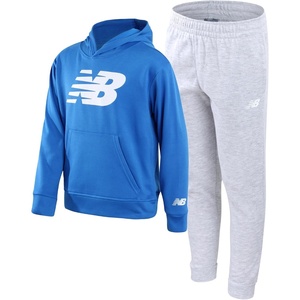 image:imageNew Balance Boys Sweatsuit Set  2 Piece Fleece Pullover Hoodie Sweatshirt and Boys Sweatpants Joggers Kids Activewear 820Blue Grey