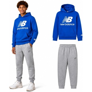 image:imageNew Balance Boys Sweatsuit Set  2 Piece Fleece Pullover Hoodie Sweatshirt and Boys Sweatpants Joggers Kids Activewear 820Blue Oasis Grey
