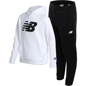 image:imageNew Balance Boys Sweatsuit Set  2 Piece Fleece Pullover Hoodie Sweatshirt and Boys Sweatpants Joggers Kids Activewear 820Bright White Black