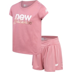image:imageNew Balance Girls Athletic Skort Set  2 Piece Active Short Sleeve Girls Shirts amp Tennis Scooter Skirt Clothing SetHazy Rose