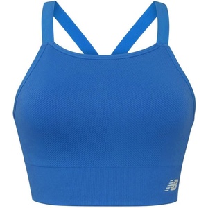 image:imageNew Balance Womens Seamless Wirefree Strappy Longline HighNeck Sports Bra with Removable Pads Electric Blue X Large