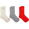 image:imageNew Balance Unisex Adult Organic Cotton Crew amp Midcrew Socks  3 Pairs  Arch SupportRed Assorted Patch Logo