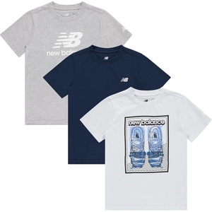 image:imageNew Balance Boys T Shirts 3 Pack  Graphic Tees for Boys Cotton Blend Crewneck Short Sleeve Kids Tshirts Size 820Athletic Grey HeatherNb NavyIce Blue
