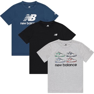 image:imageNew Balance Boys T Shirts 3 Pack  Graphic Tees for Boys Cotton Blend Crewneck Short Sleeve Kids Tshirts Size 820Dark Shoreline BlueBlackAthletic Grey Heather