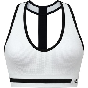 image:imageNew Balance Seamless Wirefree VNeck TBack Racer Sports Bra with Allover Texture Munsell White Medium