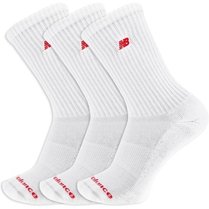 image:imageNew Balance Unisex Adult Organic Cotton Crew amp Midcrew Socks  3 Pairs  Arch SupportWhite Patch Logo