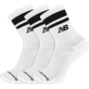 image:imageNew Balance Unisex Adult Organic Cotton Crew amp Midcrew Socks  3 Pairs  Arch SupportWhite Stripe