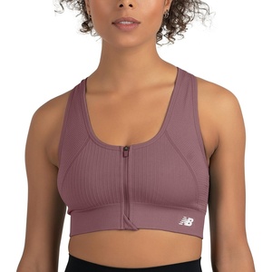 image:imageNew Balance Womens Seamless MID Impact Zip Front Sport Bra with Removable PadsDark Oxide