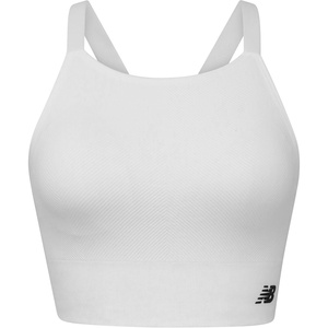 image:imageNew Balance Womens Seamless Wirefree Strappy Longline HighNeck Sports Bra with Removable Pads Munsell White Large