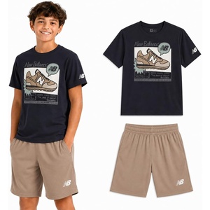image:imageNew Balance Boys Athletic Shorts Set  2 Piece Cotton Blend Jersey Shirt and Active Basketball Shorts for BoysBlack Stoneware