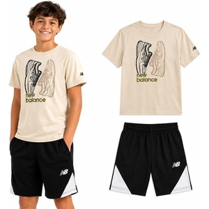 image:imageNew Balance Boys Athletic Shorts Set  2 Piece Cotton Blend Jersey Shirt and Active Basketball Shorts for BoysLinenBlack