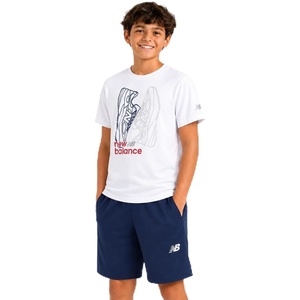 image:imageNew Balance Boys Athletic Shorts Set  2 Piece Cotton Blend Jersey Shirt and Active Basketball Shorts for BoysWhite Nb Navy