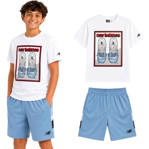 image:imageNew Balance Boys Athletic Shorts Set  2 Piece Cotton Blend Jersey Shirt and Active Basketball Shorts for BoysWhite Stillblue