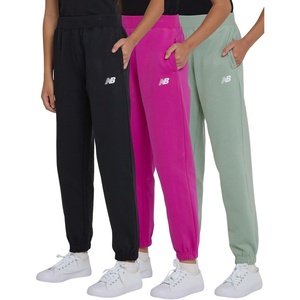 image:imageNew Balance Girls Active Fleece Jogger 3 Pack  Soft Cotton Blend Fleece Athletic Performance Casual Sweatpants 416BlackMagentaGreen