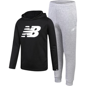 image:imageNew Balance Boys Active Sweatsuit  2 Piece Waffle Knit Hoodie Sweatshirt and Athletic Jogger Sweatpants Set for BoysBlack