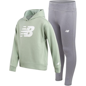 image:imageNew Balance Girls Leggings Set  2 Piece Pullover Girls Hoodie Sweatshirt amp Athletic Leggings Kids Activewear Outfit 712Mosaic Green Grey