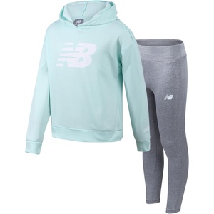 image:imageNew Balance Girls Leggings Set  2 Piece Pullover Girls Hoodie Sweatshirt amp Athletic Leggings Kids Activewear Outfit 712Surf Grey