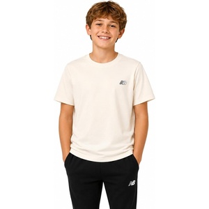 image:imageNew Balance Boys Shirt Short Sleeve Cotton TShirt with Chest Logo Patch  Soft Cotton Feel Relaxed Fit Clean LongLasting Stitching Support Easy Movement for School Sports Play or DowntimeLinen