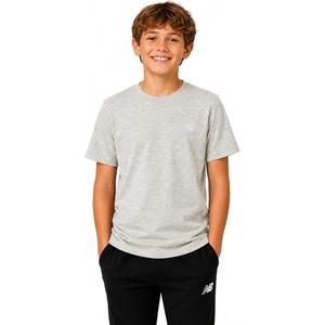 image:imageNew Balance Boys Shirt Short Sleeve Cotton TShirt with Chest Logo Patch  Soft Cotton Feel Relaxed Fit Clean LongLasting Stitching Support Easy Movement for School Sports Play or DowntimeOatmeal Heather