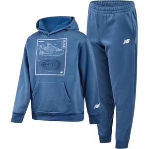 image:imageNew Balance Boys Tracksuit Set  2 Piece Classic Hoodie Sweatshirt and Boys Jogger Sweatpants with Pockets Sizes 816Shoreline Blue