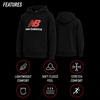 image:imageNew Balance Boys Lightweight Double Fleece Lined Pullover Hoodie 820  Reinforced Stitching Ribbed Cuffs amp Kangaroo Pockets Cozy Warmth with Logo Detail for Sports amp SchoolDeep Black