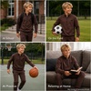 image:imageNew Balance Boys Pants Set  2 Piece Tech Fleece Boys Quarter Zip Pullover and Jogger Sweatpants with Pockets Sizes 816New Brown