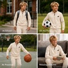 image:imageNew Balance Boys Pants Set  2 Piece Tech Fleece Boys Quarter Zip Pullover and Jogger Sweatpants with Pockets Sizes 816Timberwolf Tan