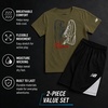 image:imageNew Balance Boys 2 Piece Cotton Blend Jersey Shirt amp Basketball Shorts  Bold Front Design Breathable Short Sleeve Top Flexible Fit Built for Sports Play amp Confident Everyday Youth StyleDark OlivineBlack
